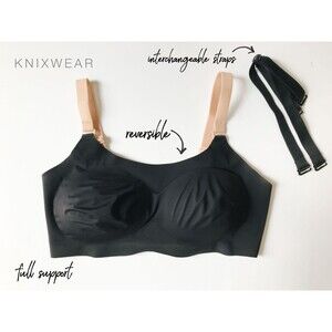 Knix Padded Evolution Wireless Reversible Bra Size 7 Beige/Black Convertible NWT